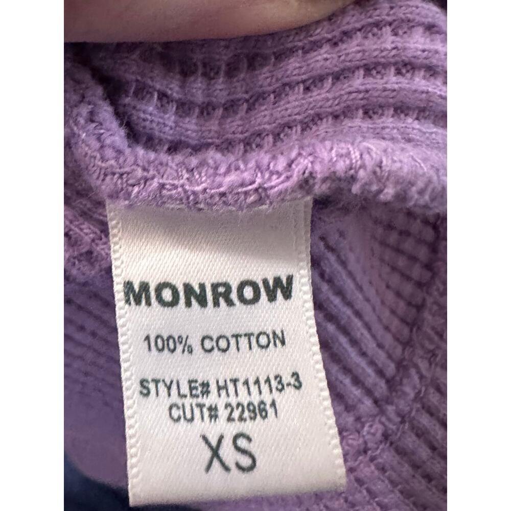 MONROW Aster Purple Cotton Thermal Henley Top Shirt Y2K-Style  - Sz XS - Picture 4 of 5
